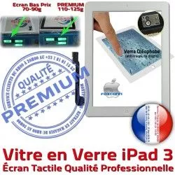 Vitre PB A1403 Bouton A1430 Caméra Nappe Ecran Apple HOME Fixation Adhésif Tactile Precollé Verre A1416 Remplacement Blanc Oléophobe PREMIUM 3 iPad3 iPad Qualité