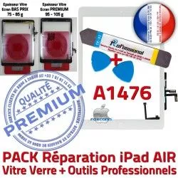 HOME AIR Qualité B PACK Oléophobe Blanche Nappe KIT Bouton Vitre Adhésif A1476 Tactile Réparation Precollé iPad Outils PREMIUM Verre