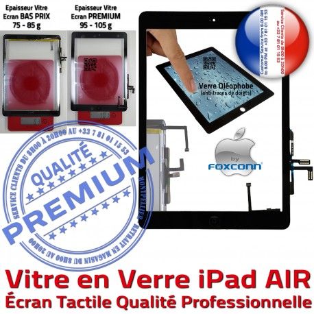 QUALITE PREMIUM Changer Vitre iPad Verre Remplacement A++ AIR HOME Precollé Bouton Oléophobe Qualité Fixation Ecran Tactile Caméra Noir Adhésif