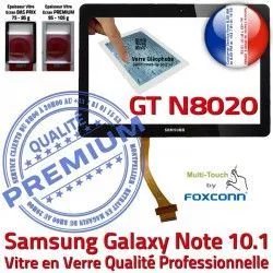 Adhésif 10.1 Qualité GT Assemblée Prémonté PREMIUM Vitre en LCD Supérieure GT-N8020 Samsung N N8020 Tactile Verre Ecran Galaxy Noire NOTE