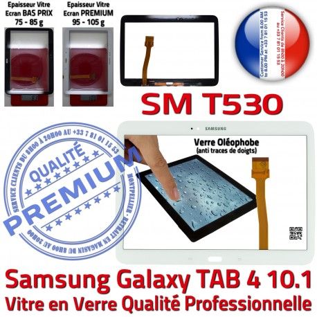 Samsung Galaxy SM-T530 Tab4 B LCD PREMIUM Adhésif Supérieure TAB4 Ecran Vitre Prémonté Assemblée Blanche Verre en Qualité 10.1 Tactile