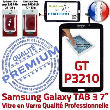 Samsung Galaxy TAB 3 GT-P3210 N Adhésif P3210 Prémonté GT Assemblée Qualité en Verre Supérieure PREMIUM LCD Vitre TAB3 7 Ecran Tactile Noire