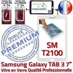 B TAB3 3 TAB SM-T2100 Vitre Galaxy en 7 Ecran SM Qualité Samsung Tactile T2100 Verre Assemblée Adhésif Supérieure PREMIUM Prémonté Blanche LCD