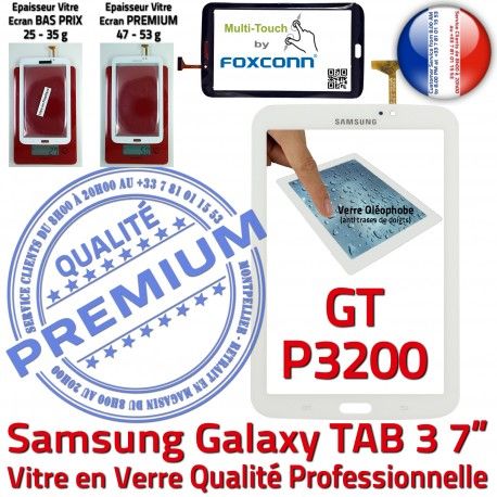 Samsung Galaxy GT-P3200 Tab3 B LCD Blanche Ecran Verre 7 Supérieure TAB3 Adhésif PREMIUM Qualité Assemblée P3200 Prémonté en Vitre Tactile GT