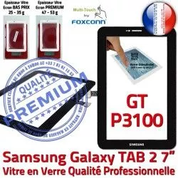 Verre P3100 Noire Tactile GT PREMIUM Adhésif N GT-P3100 2 Ecran en Prémonté 7 TAB TAB2 Qualité Galaxy Samsung Supérieure Assemblée LCD Vitre