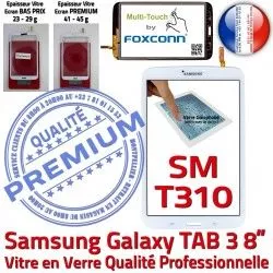 en Coller Ecran TAB3 Blanche à Assemblée PREMIUM pouces Samsung Qualité SM-T310 Tactile Galaxy Prémonté 8 Supérieure B Vitre Verre