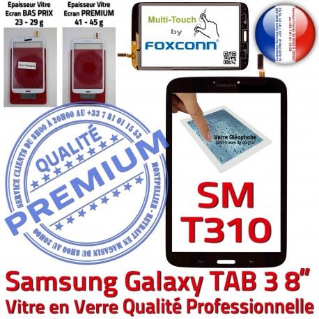 Samsung Galaxy SM-T310 TAB3 N Prémonté Assemblée en Noire PREMIUM Verre Ecran à Vitre pouces 8 Coller Supérieure Qualité Tactile