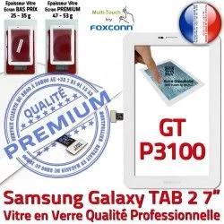 Tactile 7 PREMIUM Adhésif Supérieure Blanc Galaxy Ecran Blanche GT Verre Prémonté Assemblée Vitre GT-P3100 Samsung TAB2 2 P3100 inch TAB LCD Qualité