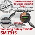 Samsung Galaxy SM-T315 TAB3 Ch ORIGINAL T315 Dorés 3 Qualité Connecteur Chargeur Réparation MicroUSB Contacts Nappe de SM OFFICIELLE Charge TAB