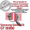 Samsung Galaxy S3 GT i9300 C USB Connector de Micro Dorés Flex Connecteur à Dock ORIGINAL Pins souder charge Prise Chargeur
