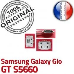 GT à C Connector ORIGINAL charge Micro Galaxy Prise Gio de Samsung Dock Connecteur souder Pins Flex USB Dorés Chargeur s5660