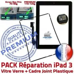 iPad Bouton Noire Precollé Vitre Contour 3 Chassis iPad3 KIT Adhésif Tactile HOME Verre PACK Tablette Réparation Cadre PREMIUM Joint N Apple