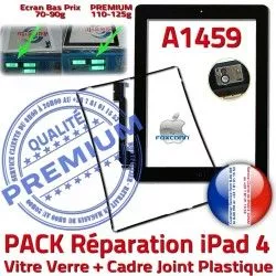 PACK Chassis Bouton A1459 Adhésif 4 Réparation Precollé PREMIUM iPad4 Verre Tablette N Tactile HOME Cadre iPad KIT Vitre Joint Noire Apple