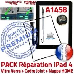 Noire Réparation KIT N Vitre Apple Nappe HOME Verre Precollé Cadre A1458 Adhésif Joint Contour Tactile PACK Plastique iPad4 Bouton Tablette