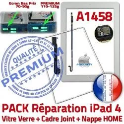 PACK Adhésif Vitre B Precollé KIT Contour Nappe Cadre Blanche iPad4 Plastique Tablette Bouton Joint Verre HOME Apple Réparation Tactile A1458