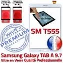 Samsung Galaxy TAB A SM-T555 B Verre Adhésif Assemblée Blanche Supérieure Blanc Qualité PREMIUM Ecran TAB-A T555 SM Prémonté 9.7 Vitre Tactile