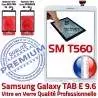 Samsung Galaxy TAB-E SM T560 B Tactile Ecran Verre SM-T560 Assemblée Assemblé 9.6 Qualité PREMIUM Vitre Supérieure Blanche Blanc Adhésif