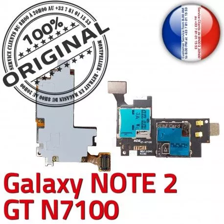 Samsung Galaxy NOTE2 GT N7100 S1 ORIGINAL Micro-SD Doré Reader Nappe Contact Qualité Connecteur Memoire SIM Lecteur Carte Connector