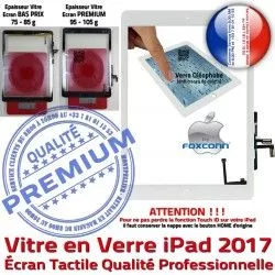 Fixation iPad Bouton Réparation Ecran Oléophobe Tactile Adhésif 9.7 Verre Nappe 2017 AIR Caméra Vitre HOME Blanc Monté Qualité Tablette inch