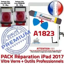 KIT Verre Qualité Nappe Blanche Bouton AIR iPad Réparation Oléophobe Adhésif Vitre PACK Precollé PREMIUM Tactile Outils HOME B A1823