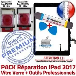 Precollé HOME Noire PREMIUM Verre Nappe Oléophobe Démontage Outil Qualité Bouton PACK N Vitre KIT iPad Tactile inch 2017 Réparation 9.7 Adhésif