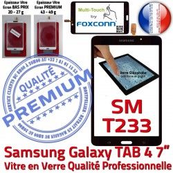 Galaxy Qualité 4 Tactile SM Ecran SM-T233 PREMIUM Prémonté Adhésif N LCD Noire Vitre 7 Samsung TAB Assemblée Verre T233 Supérieure inch TAB4