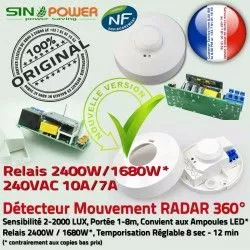 Détection Lampe Automatique Interrupteur de Mouvement 360 Alarme Passage Basse Consommation Éclairage Détecteur SINO Présence Personne HF Radar