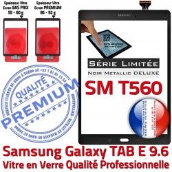TAB-E Samsung N Qualité E Assemblée Vitre PREMIUM Ecran T560 Adhésif 9.6 Verre Metallic SM Galaxy Metal TAB SM-T560 Prémonté Noir Noire Tactile