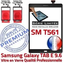 Prémonté Adhésif Tactile Samsung Noire E Metal Vitre SM-T561 Metallic TAB Qualité TAB-E Ecran T561 Verre PREMIUM Galaxy SM N Assemblée Noir 9.6