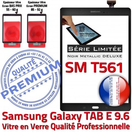 Samsung Galaxy TAB E SM-T561 N 9.6 Metallic Metal Noire Prémonté T561 Qualité Verre Tactile PREMIUM Adhésif Assemblée TAB-E Ecran Noir SM Vitre